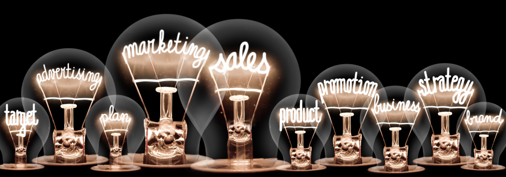estratégias de marketing representado por lampadas